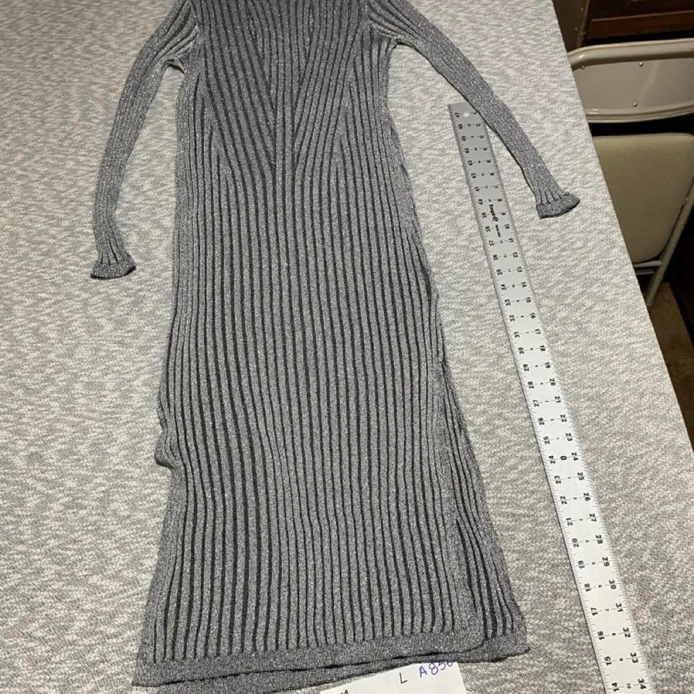 H&M grey ribbed maxi dress with long sleeves Size L. SKU-A856